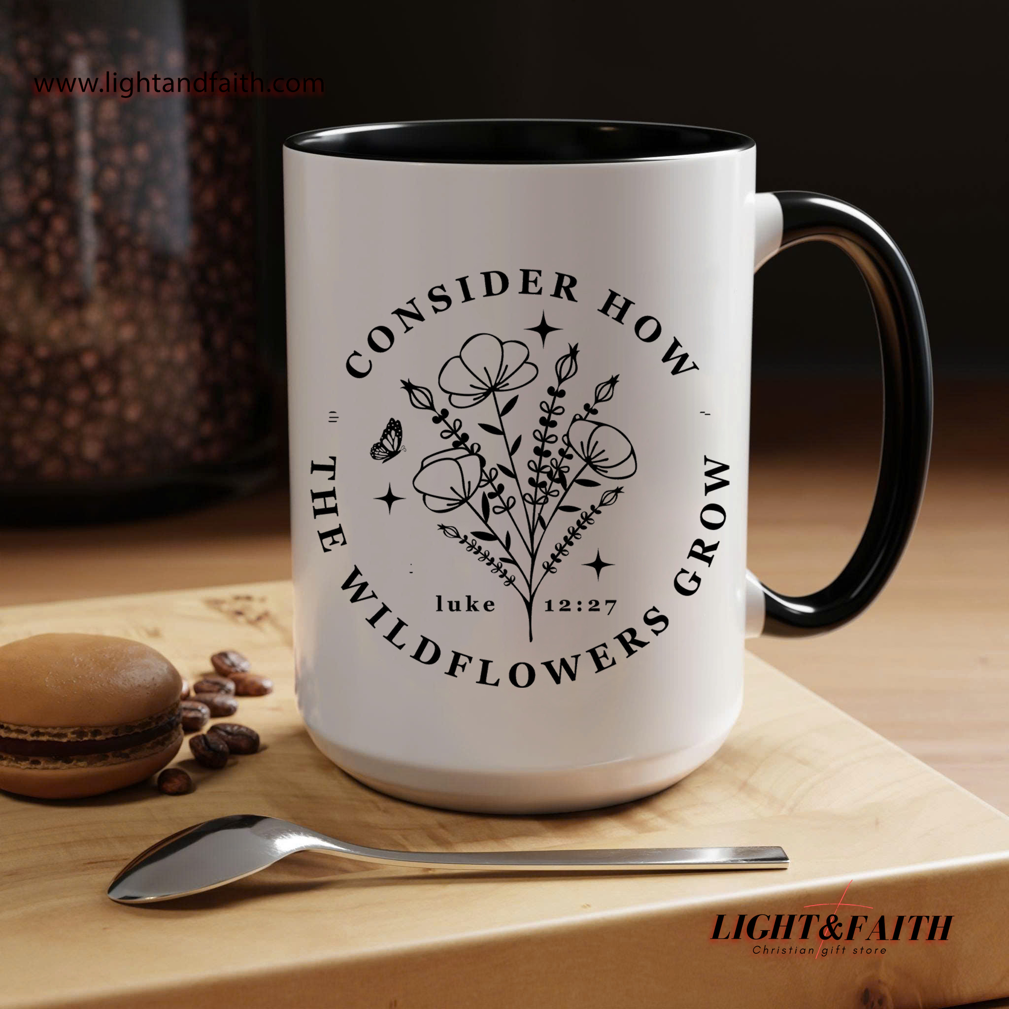 Wildflowers Grow Mug – Luke 12:27 Scripture Cup, Consider How the Flowers Grow MULAF18